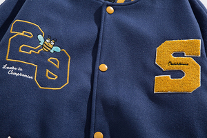 เสื้อแจ็คเก็ตวาร์ซิตี้สำหรับผู้ชายไซส์ใหญ่ สไตล์วิทยาลัย ปักโลโก้ได้ตามต้องการ ทรงเข้ารูป คุณภาพสูง ผ้าขนสัตว์/โพลีเอสเตอร์แบบสองด้าน สั่งทำได้ ขายส่ง - Product Image 4