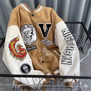 Venta al por mayor personalizado Varsity chaquetas Unisex poliéster Letterman chaqueta con manga de cuero - Product Image 2