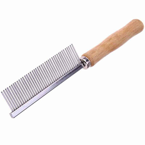 Peine de aseo para mascotas ecológico, duradero, Simple, de un solo lado, peine de hierro con mango de madera rosa para mascotas - Product Image 4