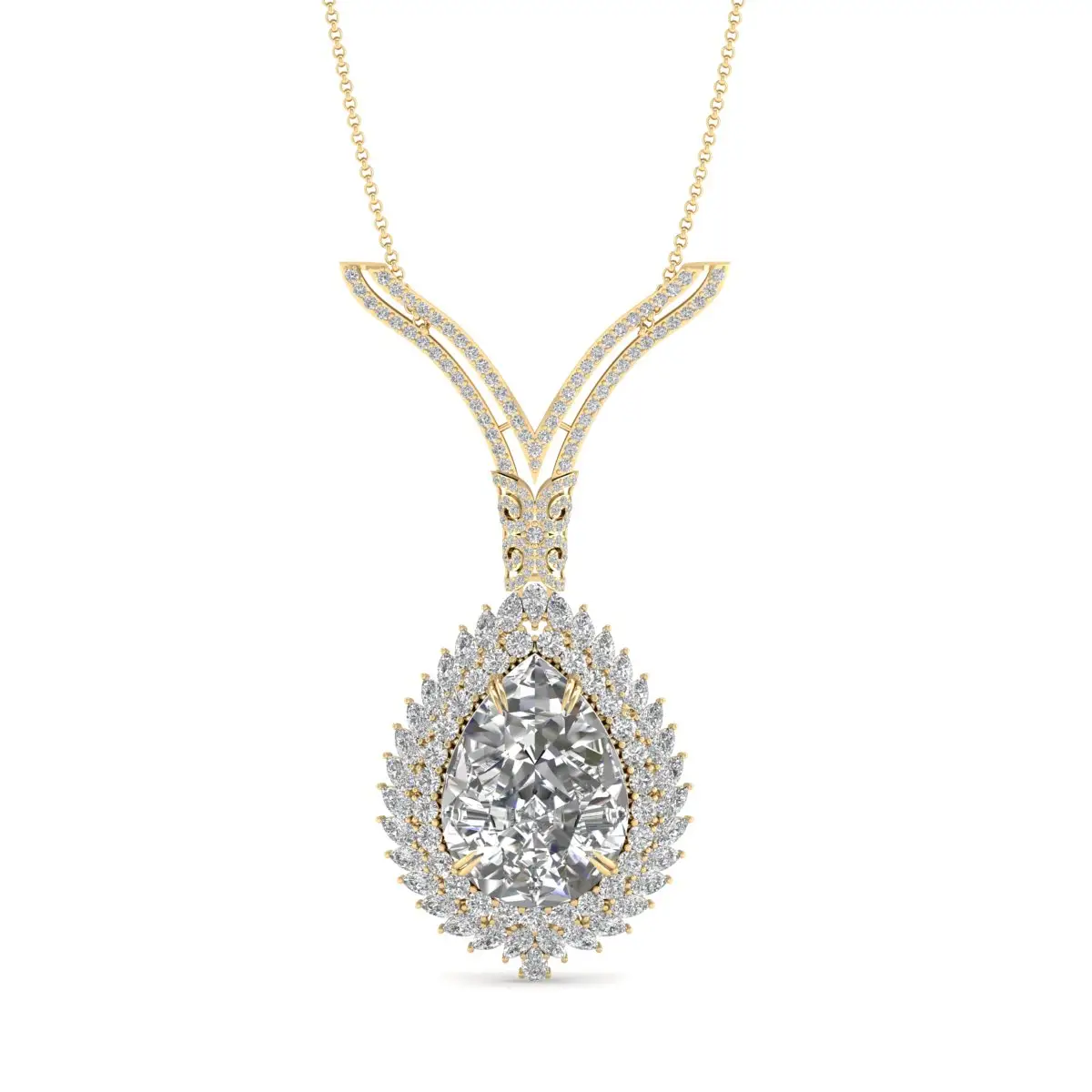 REYES Exclusivo diseñador de joyería forma de gota de agua 14K oro Moissanite colgante collar para mujer joyería de lujo personalizada