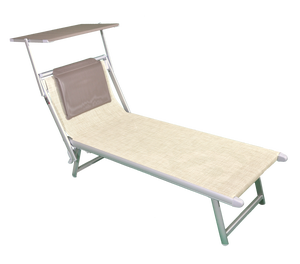 Cama de playa SunLonguer de aluminio de alta calidad, tumbona para acampar en el jardín con cómodo reposacabezas, duradera y elegante - Product Image 1