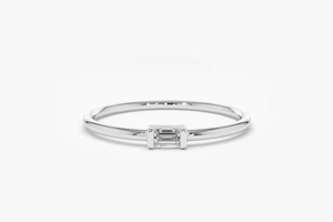 East West Baguette Cut Diamante natural CDJ Joyería de compromiso personalizada 14K Oro amarillo sólido Joyería DE BODA delicada para mujeres - Product Image 3