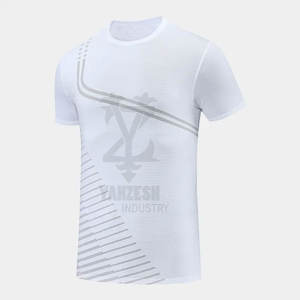 เสื้อยืดออกกำลังกายแห้งเร็วของผู้ชายแบบ2023ใหม่ผ้าคอตตอน/ใยไม้ไผ่ระบายอากาศได้220ก. เสื้อถักแขนสั้นลายพื้น - Product Image 6