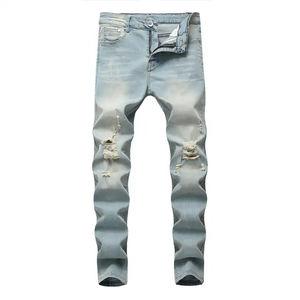 Pantalones vaqueros de moda para hombres Pantalones vaqueros al por mayor Slim Fit Hombres Diseñador Stretch Denim Blue and Black Jeans Hombres Cómodo Servicio OEM - Product Image 2