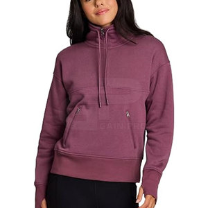 Sweat-shirt à col zippé pour femme, tissu doux et confortable, coupe athlétique élégante, idéal pour le sport et les voyages. - Product Image 5