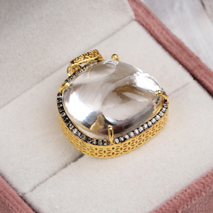 New Arrival Natural <b>Crystal</b> Gemstone & Diamond Jewelry <b>Pendant</b> 925 Solid Sterling Silver Gold Plated <b>Pendant</b> For Wholesale - Product Image 4