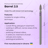 Fraise à ongles professionnelle en diamant pour manucure et pédicure électrique, soin des cuticules, fournitures de salon, 2,5 mm, violet PRO