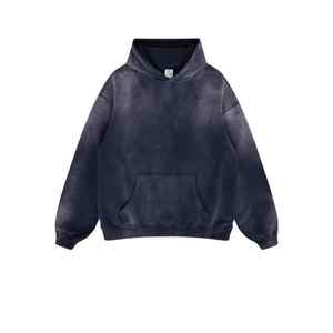 เสื้อฮู้ดผ้าฝ้าย100% 400/450gsm วินเทจสำหรับผู้ชายเสื้อซักลายกรดโลโก้ตามสั่ง - Product Image 3