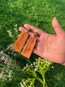 New Arrival Western Style Hand <b>Tooled</b> Carving <b>Leather</b> Earrings Women Cute Trendy Teardrop Earring <b>Tooled</b> <b>Leather</b> Fashion Jewelry - Product Image 4