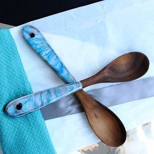Mirha International Handicraft Mango Wood Salad Server <b>Set</b> of 2 Natural Wooden Sustainable Handmade <b>Utensils</b> 2 Turners Size S - Product Image 4