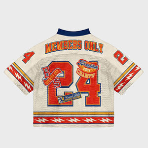 Streetwear de sport rétro américain Boxy Mesh T-shirt football football maillot pour hommes personnalisé recadrée surdimensionné vintage pour hommes - Product Image 2