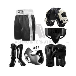 Ensemble de sparring gagnant noir nouveau Design fait avec short personnalisé propre Logo boxe professionnelle 6 pièces ensembles de sparring - Product Image 1