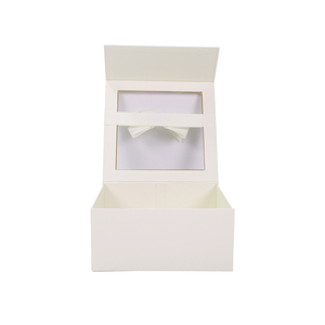 Cajas de papel de arte plegables magnéticas con logotipo personalizado de gama alta con cinta y ventana para regalo y embalaje de cosméticos - Product Image 3