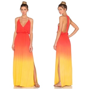 2025 Venta caliente cuello en V verano Maxi vestido Tie Dye Ombre 100% rayón Casual espalda descubierta largo señoras Maxi vestido - Product Image 2