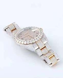 Hip Hop Diamond Men's <b>Watch</b> with Square Bezel and Customized Band VVS Moissanite Iced out Logo Luxury Bust down <b>Watches</b> - Product Image 3