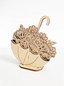 Wooden <b>Umbrella</b> Flower Pot-Laser Cut SVG Gift Card <b>Holder</b> for Mothers Day VIET FARGIMEX - Product Image 4