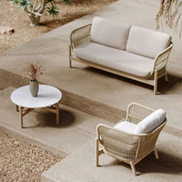 Ensemble de canapés en teck d'extérieur moderne, table basse et chaises pour appartement, imperméable, résistant au soleil, écologique, durable