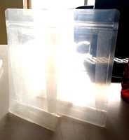 Sachets transparents en PET de qualité alimentaire avec fermeture éclair, à fond plat, pour snacks et biscuits, avec impression en héliogravure
