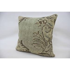 Oreiller patchwork en laine beige Kantha 24x24 pouces luxe vintage brodé imprimé moelleux rustique jeter pour sol - Product Image 3