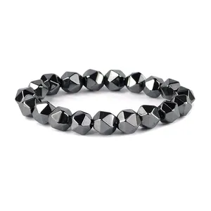 Pulsera de Cristal Facetado Hexagonal de Hematita - Piedra Preciosa Natural para Conexión y Concentración - Product Image 2