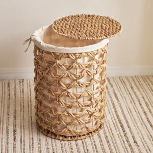 Round <b>woven</b> water hyacinth <b>basket</b> with lid Handmade Storage <b>Basket</b> Wholesale eco-friendly Made in Vietnam - Product Image 6