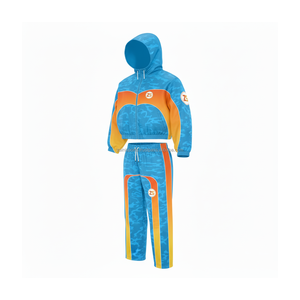 Costume coupe-vent en microfibre de haute qualité 220 GSM panneaux légers bleu ciel jaune coutures durables Logo personnalisé grande taille - Product Image 4