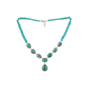 Collar de la mejor calidad, collar de piedras preciosas turquesas naturales de Plata de Ley 925, regalo para mujer - Product Image 1
