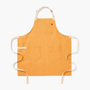 Delantal sin mangas de lona impermeable con logotipo personalizado, de lino y algodón, para chefs de cocina de restaurantes, con bolsillos modernos - Product Image 1