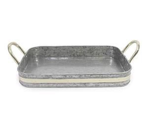 Plateau de table de haute qualité pour le service des aliments Plateau en métal en fer galvanisé Plateau de service de table en métal poli à la main personnalisé Fabricant - Product Image 1