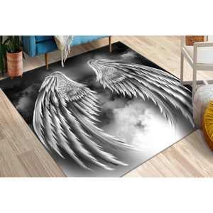 Tapis imprimé Ailes d'Ange - Lavable en machine, tissu chenille épais, tapis moelleux à poils longs - Product Image 1