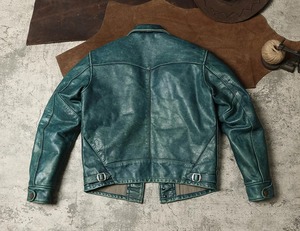 Nouvelle veste en cuir de peau de mouton véritable pour hommes de Style RRL dans le Style rétro en détresse bleu ciel avec tissu en toile de peau de vache couche supérieure - Product Image 2