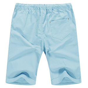Logo personnalisé OEM Design 100% Lilen Short de surf décontracté uni bleu ciel pour homme Coupe régulière écologique avec cordon de serrage Entraînement - Product Image 2