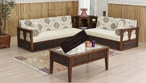 Sofá Esquinero en Forma de L Convertible de Madera de Lujo para Sala de Estar con Funciones Extensibles y Sofá Cama - Product Image 5