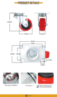 Roulettes de support de meuble robustes de 3 pouces, roulettes plates silencieuses à montage plat sans frein