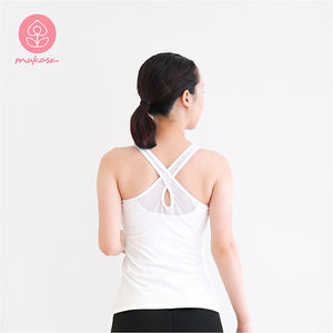 Mukasa White Sleeveless Crew Neck Yoga Shirt Solid Color Breathable Quick-Dry Backless Hollow Out for Women Exercise - Product Image 2