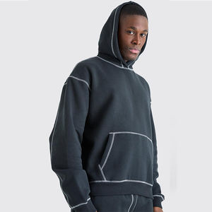Vente en gros d'usine OEM – Nouveaux sweats à capuche unisexes streetwear 400 g/m² pour homme, chauds et confortables pour l'automne, avec logo personnalisé sur le devant - Product Image 2