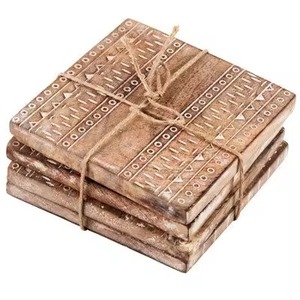 Ensemble de sous-verres en bois fabriqués à la main tapis de boisson écologiques avec support pour la protection de la table de restaurant à domicile - Product Image 2