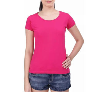 Nouveaux t-shirts d'été pour femmes, 100% coton tricoté, t-shirts tendance pour femmes, col rond, manches courtes, pour femme, en provenance du Bangladesh. - Product Image 2