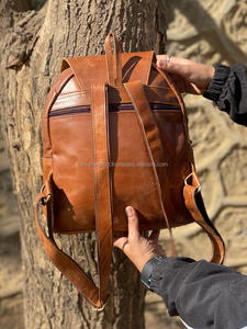 New Style Vintage Look Brown Crunch Leather Backpack Travel Backpack <b>Office</b> Leather Large Capacity Travel <b>Bag</b> <b>for</b> <b>Men</b> and Women - Product Image 5
