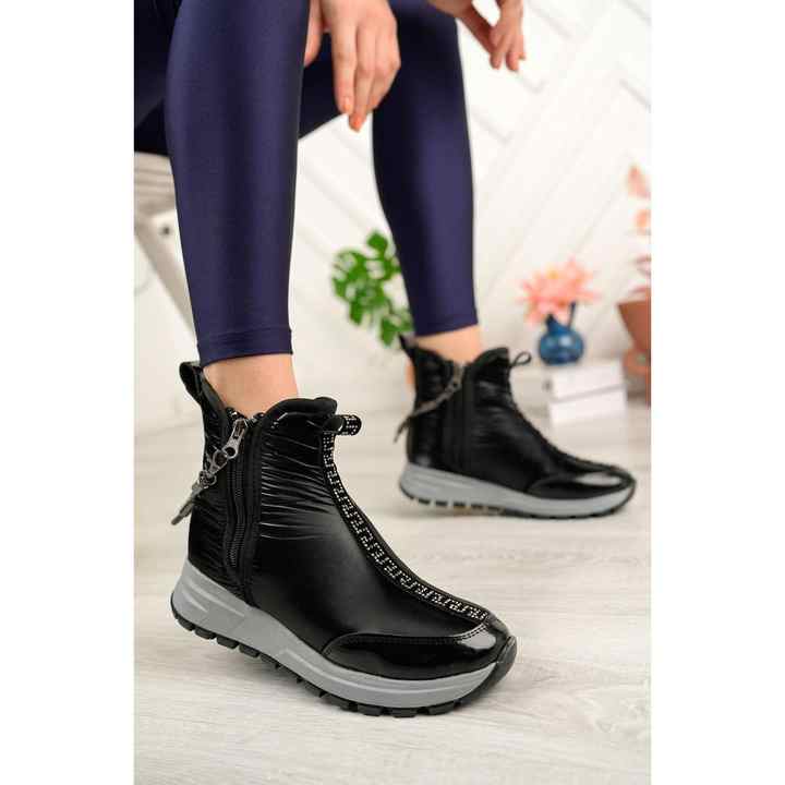 Suins Vanessa Diver Fabric Special Design Zippered Boots with Stone Accessories