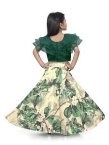 Conjunto de Falda y Blusa con Volantes Verdes de Shoryam Fashion, Boutique Infantil, Lehenga Choli Tradicional India para Niñas, Completamente Cosido - Product Image 2