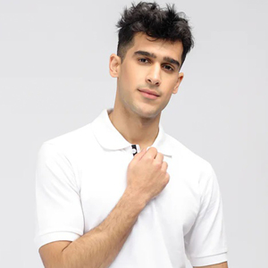 Polo de piqué de algodón elástico negro 100% de corte regular con logotipo bordado personalizado al por mayor con tapeta de botones oculta y costilla - Product Image 6