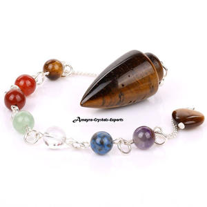 Ágata verde Aventurine Seven Chakra Bullet Pendulum para regalos de negocios Venta al por mayor Mejor calidad Péndulos de piedras preciosas de la India - Product Image 4