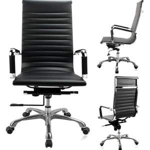 Set di 10 Sedie Direzionali da Conferenza con Schienale Alto, Design Contemporaneo, in Metallo Cromato e Pelle PU, Seduta Girevole Regolabile - Product Image 1