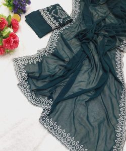 Trending Kanchipuram Silk Crape Sarees: explora los diseños más elegidos en Satin Net Chiffon Chinon Sana Silk Sarees - Product Image 5