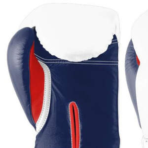 Professional White Navy Red Leather Boxing Gloves <b>Velcro</b> Wrist Training Sparring Gloves for Men and Women - Product Image 6