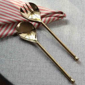 Ensemble de serveurs à salade tendance en acier inoxydable, ustensiles de service en métal doré de qualité supérieure à motif floral pour les marques de maison et de style de vie - Product Image 3