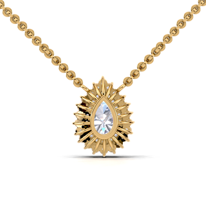 Collier pendentif halo en diamant de laboratoire taille poire 1 carat de luxe en or jaune, blanc et rose 18 carats |   Bijoux de créateur Sunburst Basket - Product Image 2