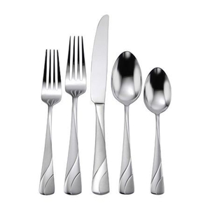 Ensemble de couverts design simple en acier inoxydable couverts argenterie ustensiles de cuisine vaisselle vaisselle couleur argent poli miroir - Product Image 6