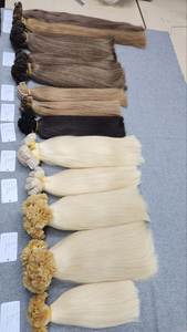 Haute qualité pointe plate cheveux 100% extensions de cheveux humains cuticule aligné cheveux longueur personnalisée Style naturel - Product Image 6